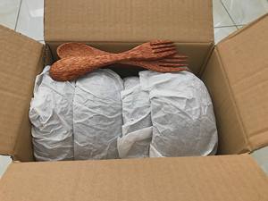 ชามกะลามะพร้าว2ช้อนไม้2ใบชามดีไซน์สีสันสดใสจัดส่งจากเวียดนาม - Product Image 2