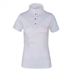 เสื้อขี่ม้าผู้หญิงสไตล์ใหม่ ระบายอากาศ แห้งเร็ว ผลิตจากโพลีเอสเตอร์/คอตตอน/สแปนเด็กซ์  รับสกรีนโลโก้และสีตามสั่ง - Product Image 3