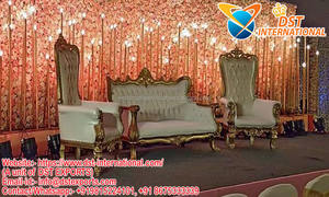 Best Jewish Wedding Stage Sofa Set Phenomenal Wedding Stage Furniture Set Golden Diamond Wedding Stage Furniture Set - Product Image 2