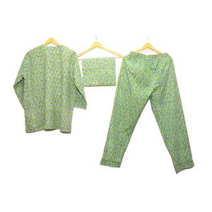 Conjunto de Pijama de Algodón Orgánico para Mujer, Estampado Floral Hecho a Mano, Transpirable, para Dormir, Verano, Otoño, Invierno, Primavera, Dama de Honor - Product Image 6