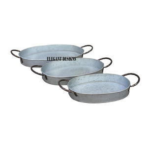 Bandeja de servicio galvanizada de diseño personalizado, plato de servicio hecho a mano de forma redonda, calidad agradable, al por mayor, plato de servicio galvanizado - Product Image 3