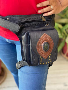 Unisex Motorcycle Hip <b>Pocket</b> <b>Belts</b> Travel <b>Belts</b> Waist <b>Pocket</b> Bum Bags Leather Biker <b>Belts</b> - Product Image 2