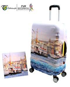 Housse de bagage de voyage imprimée numérique personnalisée housse de valise élastique en Spandex de protection fabriquée en Turquie matériau principal tissu plastique - Product Image 3