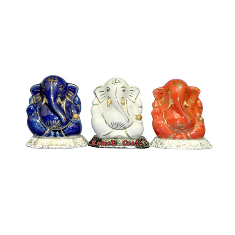 Ganesh murti de mármol goldline azul dios hindú estatuas religiosas regalos