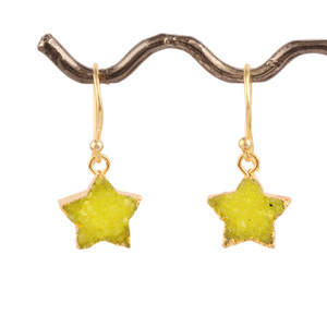 Mode simple personnalité chaude sucre jaune naturel druzy étoile forme goutte boucle d'oreille galvanoplastie meilleures ventes goutte boucle d'oreille - Product Image 1