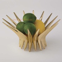 Bol en laiton antique, récipient pour fruits en métal or