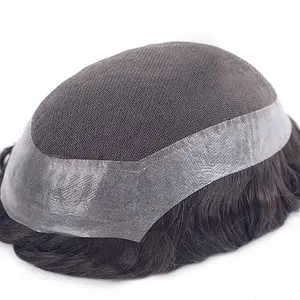 Renda francesa australiana com pu transparente em torno de toupee masculino