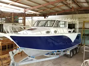 Gospel marke 9.6m luxus aluminium lifestyle fischereifahrzeug außenbordmotor boot mit geschlossenen zentrum kabine für verkauf
