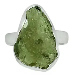 Natuurlijke Ruwe Moldative Healing Edelsteen Ring 925 Sterling Zilver Groen Moldative Stone Verklaring Ring Sieraden Voor Mannen En Vrouwen