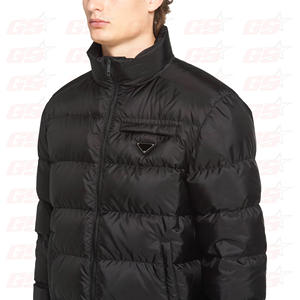 Veste en cuir matelassée coupe-vent chauffante personnalisée pour hommes col en O style varsity safari avec col long tissu denim polaire - Product Image 5