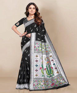 Banarasi saree en jacquard de soie avec chemisier vêtements pour femmes dames fête festival vêtements quotidiens sari en soie de coton doux vêtements à bas prix en gros - Product Image 3
