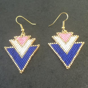 <b>Blue</b>, pink, white and gold dinging <b>earrings</b> Handmade Creations - Product Image 1
