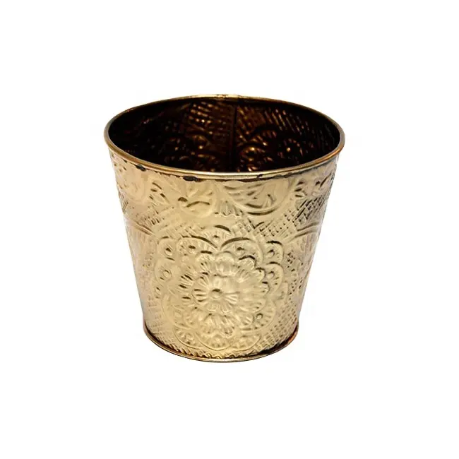 Customized High Quality Garden Planter With Brass Plated Metal Planters Flower Buckets customized for indoor outdoor decor