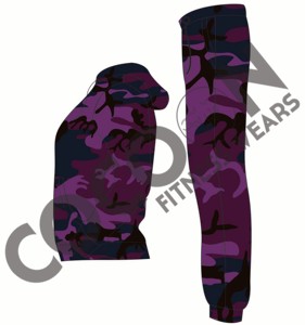 Ensemble de survêtement camouflage violet personnalisé, sweat à capuche zippé et pantalon de jogging pour homme, femme, unisexe, streetwear - Product Image 3