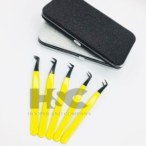 Pinzas Personalizadas Nuevas con Punta de Plasma Negra, Pinzas de Volumen con Logotipo, Pinzas Planas para Extensión de Pestañas de Mink, Pinzas de Acero Inoxidable Sostenibles - Product Image 1