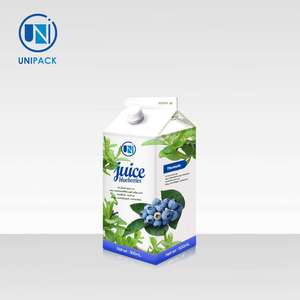 Unipack Custom Beverage Packaging Material Pak Juice Packing Carton Box With Gable Top Custom