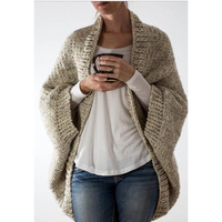 Cardigan long gothique en laine 100 % tricoté main sur mesure pour femme, grande taille, hiver, broderie dentelle, manches longues, ouvert sur le devant