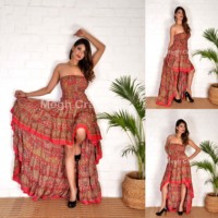 Robe longue asymétrique florale bohème taille empire, grande taille, écologique, décontractée, pour la plage, style été européen