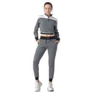 High Quality Women's Streetwear Jogging Suit Crop Top Zipper Sweat Shirts With Track Pants Tracksuit Set - Product Image 4