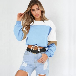 Impresión personalizada de las mujeres de la moda de calidad superior de tres colores sudaderas de lana rayas de color amarillo sudaderas logotipo personalizado bloque de color sudaderas señora Digital Print Techniques - Product Image 2