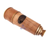 Kelvin Hughes 1917 Londres Antique Laiton Victorien Marine Télescope Jumelles 19 Pouces De Poche En Cuir Cas Victorien Maritime