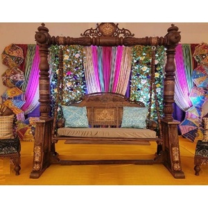 งานฝีมือไม้ขัดสีน้ำตาลโบราณ jhoola เวทีงานแต่งงานที่หนักหน่วงเวทีแกว่งแกะสลักเค้กปาร์ตี้พิธีแต่งงาน - Product Image 1