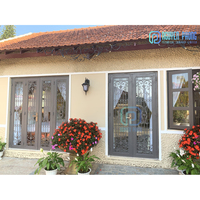 Portes d'entrée en verre trempé anti-effraction, décoratives, en fer forgé, finition manuelle, personnalisables, vente en gros directe usine