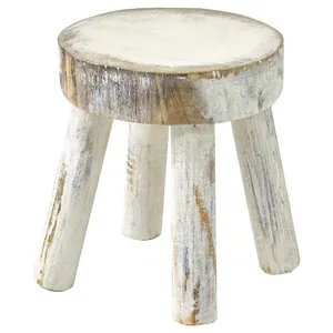 Rustic Wooden Mini Display stool Indoor Decorative Wooden Plant stand Stool Modern Small whitewashed Stool Suppliers India