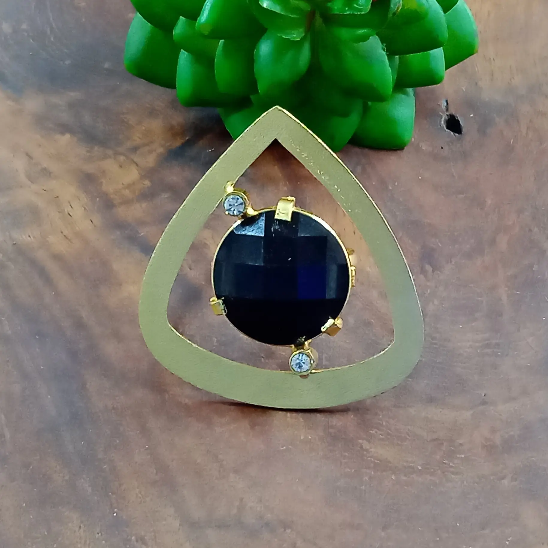 BLACK STONE GOLD PLATED HANDMADE RING