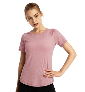 T-shirt à manches courtes de couleur unie pour femmes Fitness Cotton Breathable Shirt Yoga Wear for Yoga Gym and Sport - Product Image 2