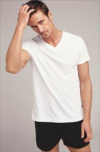 T-shirt classique à col en V pour homme, manches courtes, coupe ajustée, respirant, léger, décontracté, élégant, tenue d'été quotidienne, t-shirt à col en V - Product Image 4