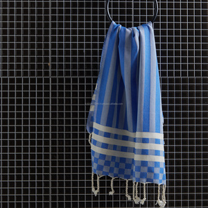 Essuie-mains turc Peshkir, 45x90cm 17x35 "fait à la main en Turquie commerce équitable bleu marine Anatolie Design - Product Image 6