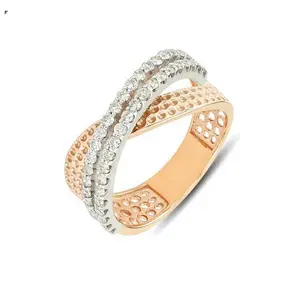 0.65天然钻石双线设计周年结婚戒指14K玫瑰金