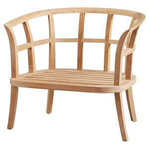 Silla redonda de madera de teca con acabado natural y cojín, hecha en Indonesia. - Product Image 2