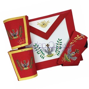 Ensemble de tablier maçonnique Rose Croix 18ème degré, gantelets et collier | Fournisseur de tablier maçonnique Regalia - Product Image 1