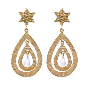 Meilleure qualité solide 925 argent sterling poire forme cristal fleur boucles d'oreilles fine boucle d'oreille plaqué or bijoux fins faits à la main. - Product Image 1