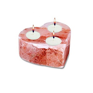 Porte-bougie en pierre de sel de l'Himalaya de haute qualité, fait main, en matériau organique, en forme de cœur, avec emballage - Sian Enterprises - Product Image 5