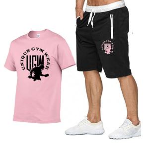 ชุดลำลองผู้ชาย 2 ชิ้น ผ้าฝ้ายออร์แกนิค 100% ระบายอากาศ แห้งเร็ว แขนสั้น คอกลม ลายการ์ตูน ไซส์ใหญ่ - Product Image 1