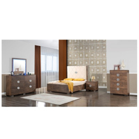 Ensemble de chambre à coucher moderne de luxe Sienna, meubles en bois de haute qualité avec rangement, revêtement en cuir, tailles personnalisables Queen et King, garantie 1 an