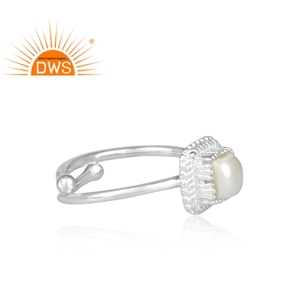Anillo de Plata de Ley 925 con gema de perla blanca Natural, joyería hecha a mano, para mujeres - Product Image 2