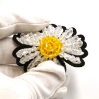 Patchs brodés faits main avec des fleurs et des perles pour vêtements, DIY, strass, paillettes, à coudre/à repasser, applique