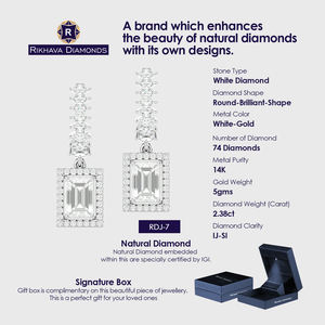 ต่างหูทองขาวบริสุทธิ์14K สำหรับผู้หญิงสวยและสวยด้วยเพชรแท้ - Product Image 4