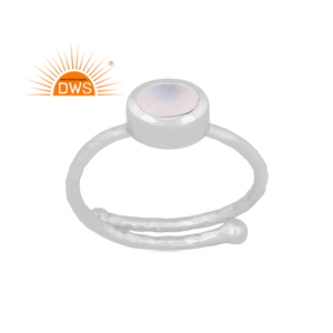 Anillo apilable de piedra lunar arcoíris natural fina plata esterlina 925 hecho a mano fabricante de joyas - Product Image 1