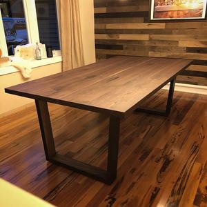 <strong>Walnut</strong> Solid Wood Rectangular Dining <strong>Table</strong> Antique Industrial Design for Restaurant Hotel Apartment Office Use - Product Image 1