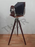 Appareil photo argentique au design moderne, trépied en bois, objet de collection, cadeau de studio, couleur marron (10 pouces) THORINSTRUMENTS TIC7CAM
