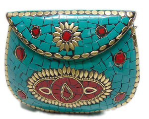 Firoja Mosaic Work Women Evening Metal Clutch <b>Envelope</b> Bags Sling Shoulder Fashion Indian Vintage From Delhi - Product Image 1