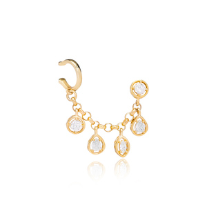 Round Stud and Single <b>Cartilage</b> <b>Earring</b> Wholesale Turkish Handmade 925 Sterling <b>Silver</b> Jewelry - Product Image 1