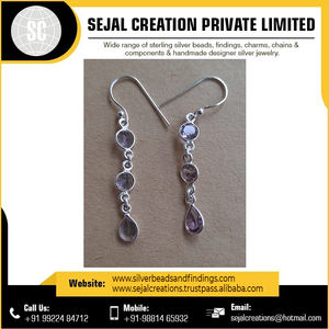 Vente en gros de dernières boucles d'oreilles en argent 925 à la mode boucles d'oreilles en pierres précieuses au prix de gros - Product Image 6