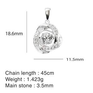 Collar con colgante de círculo de vida móvil de diseño clásico de plata esterlina 925 con Zirconia cúbica CZ piedra chapada en rodio al por mayor - Product Image 3