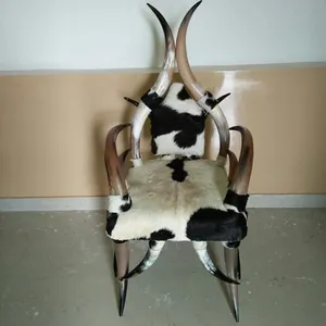 Authentique chaise en corne de bœuf confortable et antique, chaise en corne de bœuf naturelle et polie, fabriquée en inde